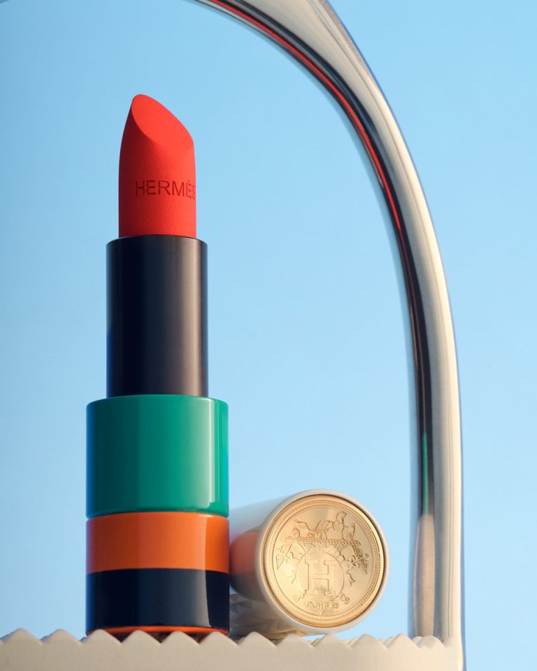 Hermès Études, still life with Rouge Hermès lipstick and Les Mains Hermès nail enamel - 4